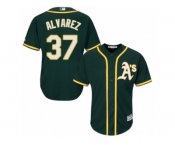 Men's Majestic Oakland Athletics #37 Henderson Alvarez Authentic Green Alternate 1 Cool Base MLB Jersey