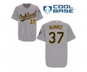 Men's Majestic Oakland Athletics #37 Henderson Alvarez Authentic Grey Road Cool Base MLB Jersey