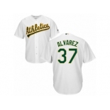 Men's Majestic Oakland Athletics #37 Henderson Alvarez Authentic White Home Cool Base MLB Jersey