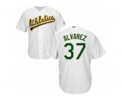 Men's Majestic Oakland Athletics #37 Henderson Alvarez Authentic White Home Cool Base MLB Jersey