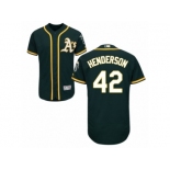 Men's Majestic Oakland Athletics #42 Dave Henderson Green Flexbase Authentic Collection MLB Jersey