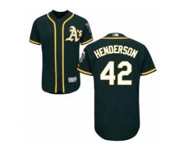 Men's Majestic Oakland Athletics #42 Dave Henderson Green Flexbase Authentic Collection MLB Jersey