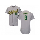 Men's Majestic Oakland Athletics #8 Jed Lowrie Grey Flexbase Authentic Collection MLB Jersey