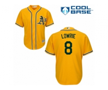 Men's Majestic Oakland Athletics #8 Jed Lowrie Replica Gold Alternate 2 Cool Base MLB Jersey