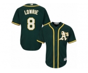 Men's Majestic Oakland Athletics #8 Jed Lowrie Replica Green Alternate 1 Cool Base MLB Jersey