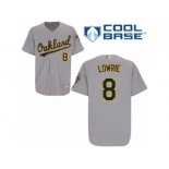 Men's Majestic Oakland Athletics #8 Jed Lowrie Replica Grey Road Cool Base MLB Jersey