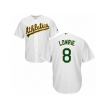 Men's Majestic Oakland Athletics #8 Jed Lowrie Replica White Home Cool Base MLB Jersey