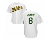 Men's Majestic Oakland Athletics #8 Jed Lowrie Replica White Home Cool Base MLB Jersey