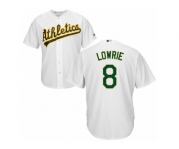 Men's Majestic Oakland Athletics #8 Jed Lowrie Replica White Home Cool Base MLB Jersey