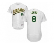 Men's Majestic Oakland Athletics #8 Jed Lowrie White Flexbase Authentic Collection MLB Jersey