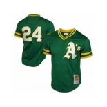 Men's Mitchell and Ness Oakland Athletics #24 Rickey Henderson Authentic Green 1991 Throwback MLB Jersey