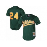 Men's Mitchell and Ness Oakland Athletics #24 Rickey Henderson Authentic Green 1998 Throwback MLB Jersey