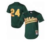 Men's Mitchell and Ness Oakland Athletics #24 Rickey Henderson Authentic Green 1998 Throwback MLB Jersey