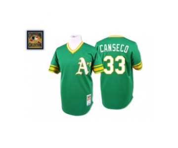 Men's Mitchell and Ness Oakland Athletics #33 Jose Canseco Replica Green Throwback MLB Jersey