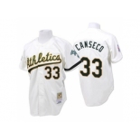 Men's Mitchell and Ness Oakland Athletics #33 Jose Canseco Replica White Throwback MLB Jersey