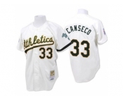 Men's Mitchell and Ness Oakland Athletics #33 Jose Canseco Replica White Throwback MLB Jersey