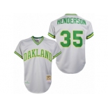 Men's Mitchell and Ness Oakland Athletics #35 Rickey Henderson Replica Grey 1981 Throwback MLB Jersey