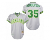 Men's Mitchell and Ness Oakland Athletics #35 Rickey Henderson Replica Grey 1981 Throwback MLB Jersey