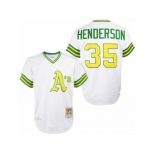 Men's Mitchell and Ness Oakland Athletics #35 Rickey Henderson Replica White 1979 Throwback MLB Jersey