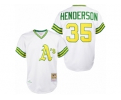 Men's Mitchell and Ness Oakland Athletics #35 Rickey Henderson Replica White 1979 Throwback MLB Jersey