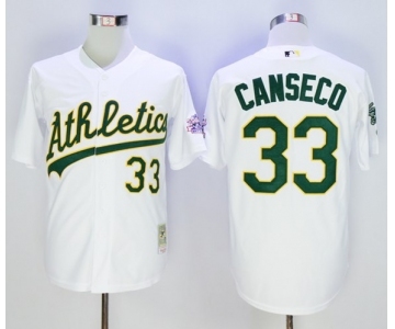 Mitchell And Ness Oakland Athletics #33 Jose Canseco White Throwback Stitched MLB Jersey