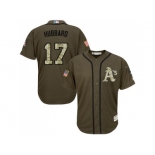 Oakland Athletics #17 Glenn Hubbard Green Salute to Service Stitched Baseball Jersey