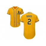 Oakland Athletics #2 Khris Davis Gold Flexbase Authentic Collection MLB Jersey