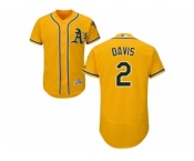 Oakland Athletics #2 Khris Davis Gold Flexbase Authentic Collection MLB Jersey