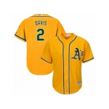 Oakland Athletics #2 Khris Davis Replica Gold Alternate 2 Cool Base MLB Jersey