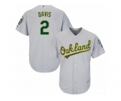 Oakland Athletics #2 Khris Davis Replica Grey Road Cool Base MLB Jersey