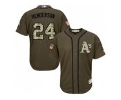 Oakland Athletics #24 Rickey Henderson Green Salute to Service Stitched Baseball Jersey