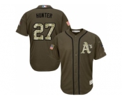 Oakland Athletics #27 Catfish Hunter Green Salute to Service Stitched Baseball Jersey