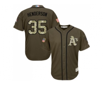 Oakland Athletics #35 Rickey Henderson Green Salute to Service Stitched Baseball Jersey