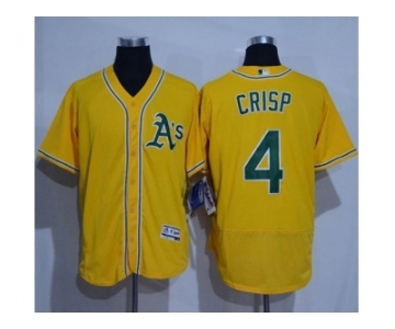 Oakland Athletics #4 Coco Crisp Gold Flexbase Authentic Collection Stitched Baseball Jersey