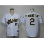 mlb jerseys oakland athletics #2 pennington white (cool base)