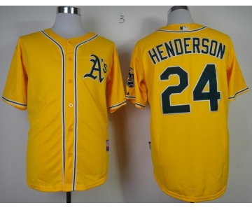 mlb jerseys oakland athletics #24 henderson yellow[number black]