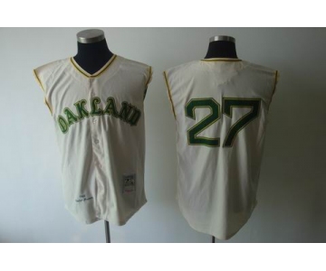 mlb jerseys oakland athletics #27 hunter m&n cream 1968