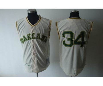 mlb jerseys oakland athletics #34 fingers m&n cream 1968