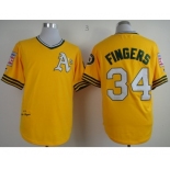 mlb jerseys oakland athletics #34 fingers yellow m&n