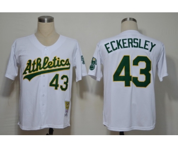 mlb jerseys oakland athletics #43 dennis eckersley white m&n 1989