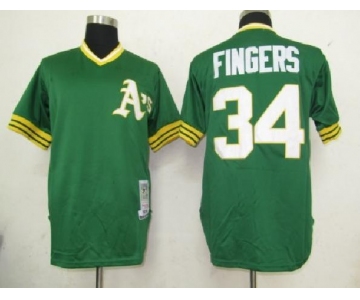 mlb oakland athletics #34 fingers m&n green[fingers