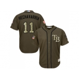 Men Tampa Bay Rays #11 Adeiny Hechavarria Green Salute to Service Stitched MLB Jersey