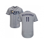 Men Tampa Bay Rays #11 Adeiny Hechavarria Grey Flexbase Authentic Collection Stitched MLB Jersey