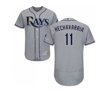 Men Tampa Bay Rays #11 Adeiny Hechavarria Grey Flexbase Authentic Collection Stitched MLB Jersey