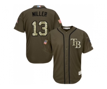 Men Tampa Bay Rays #13 Brad Miller Green Salute to Service Stitched MLB Jersey