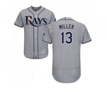 Men Tampa Bay Rays #13 Brad Miller Grey Flexbase Authentic Collection Stitched MLB Jersey