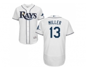 Men Tampa Bay Rays #13 Brad Miller White Flexbase Authentic Collection Stitched MLB Jersey