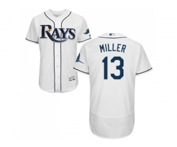 Men Tampa Bay Rays #13 Brad Miller White Flexbase Authentic Collection Stitched MLB Jersey