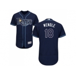 Men Tampa Bay Rays #18 Joey Wendle Dark Blue Flexbase Authentic Collection Stitched MLB Jersey