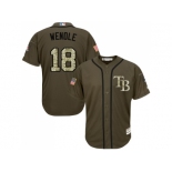 Men Tampa Bay Rays #18 Joey Wendle Green Salute to Service Stitched MLB Jersey